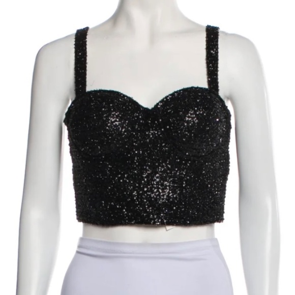 MAJE Black Glittery Cycling Shorts 38/6  Sparkly Bustier Size 2/Medium - Picture 10 of 14